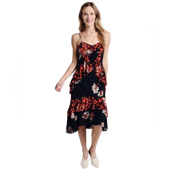 Joie NWT Size 0 Black & Red Spaghetti Strap
 V-Neck Layered Party Dress (0598) - Picture 13 of 13
